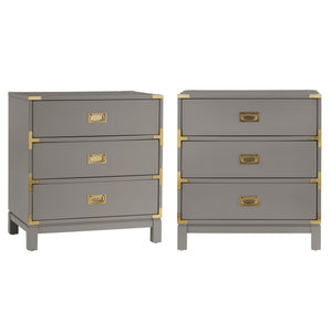 Delacour 3 Drawer Nightstand Poplar Wood Gold Pulls Soft Close Bedroom Storage