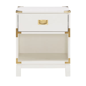 Delacour 3 Drawer Nightstand Poplar Wood Gold Pulls Soft Close Bedroom Storage