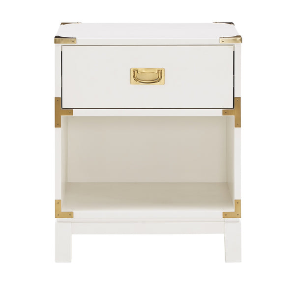 Delacour 3 Drawer Nightstand Poplar Wood Gold Pulls Soft Close Bedroom Storage