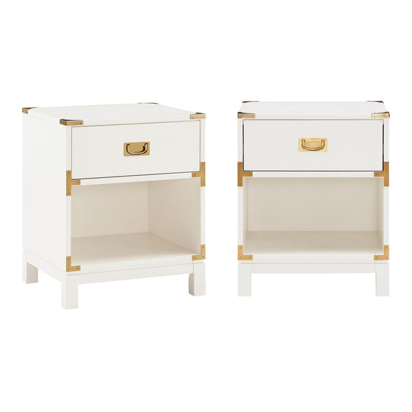 Delacour 3 Drawer Nightstand Poplar Wood Gold Pulls Soft Close Bedroom Storage