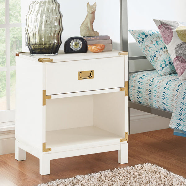 Delacour 3 Drawer Nightstand Poplar Wood Gold Pulls Soft Close Bedroom Storage