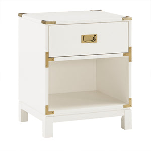 Delacour 3 Drawer Nightstand Poplar Wood Gold Pulls Soft Close Bedroom Storage