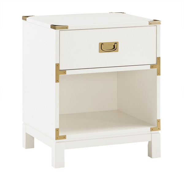Delacour 3 Drawer Nightstand Poplar Wood Gold Pulls Soft Close Bedroom Storage