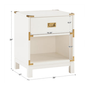 Delacour 3 Drawer Nightstand Poplar Wood Gold Pulls Soft Close Bedroom Storage