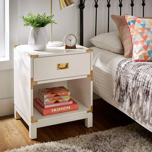 Delacour 3 Drawer Nightstand Poplar Wood Gold Pulls Soft Close Bedroom Storage