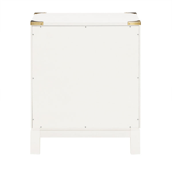Delacour 3 Drawer Nightstand Poplar Wood Gold Pulls Soft Close Bedroom Storage