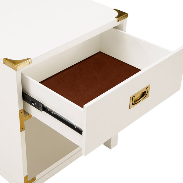 Delacour 3 Drawer Nightstand Poplar Wood Gold Pulls Soft Close Bedroom Storage