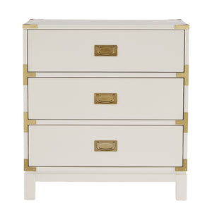 Delacour 3 Drawer Nightstand Poplar Wood Gold Pulls Soft Close Bedroom Storage