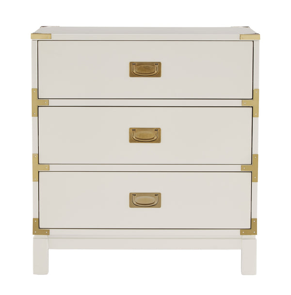 Delacour 3 Drawer Nightstand Poplar Wood Gold Pulls Soft Close Bedroom Storage