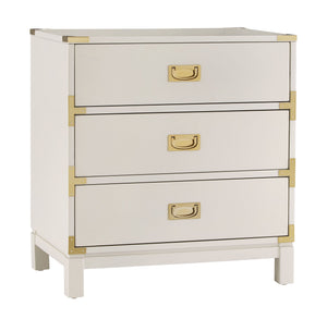 Delacour 3 Drawer Nightstand Poplar Wood Gold Pulls Soft Close Bedroom Storage