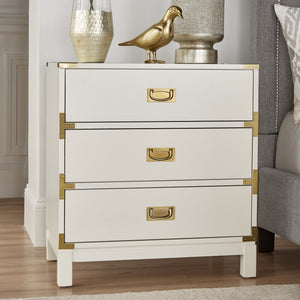 Delacour 3 Drawer Nightstand Poplar Wood Gold Pulls Soft Close Bedroom Storage