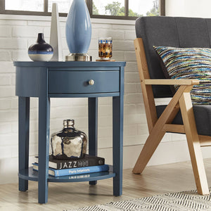 Christoff Rubberwood End Table with Drawer and Lower Shelf for Living Room
