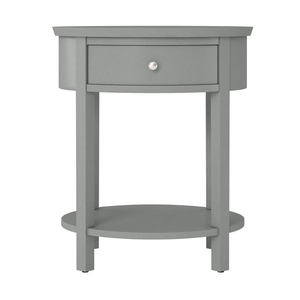 Christoff Rubberwood End Table with Drawer and Lower Shelf for Living Room