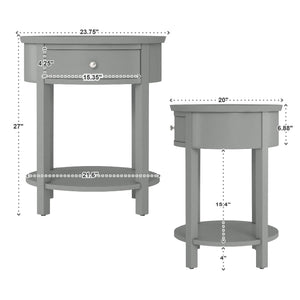 Christoff Rubberwood End Table with Drawer and Lower Shelf for Living Room