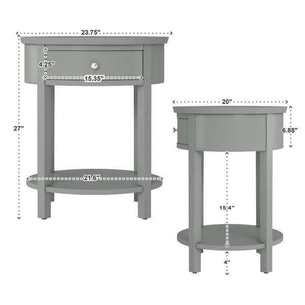 Christoff Rubberwood End Table with Drawer and Lower Shelf for Living Room