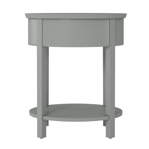 Christoff Rubberwood End Table with Drawer and Lower Shelf for Living Room