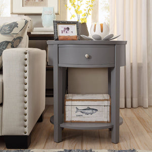Christoff Rubberwood End Table with Drawer and Lower Shelf for Living Room