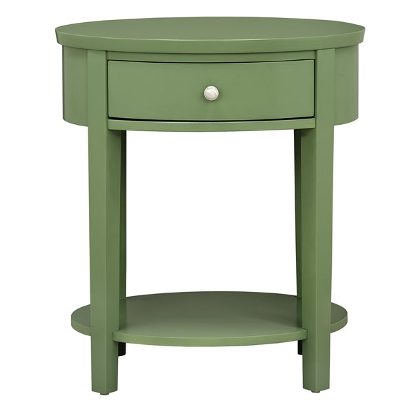 Homelegance Christoff Rubberwood End Table with Drawer and Lower Shelf for Living Room Meadow Green E565A-MDG