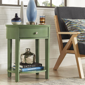Christoff Rubberwood End Table with Drawer and Lower Shelf for Living Room