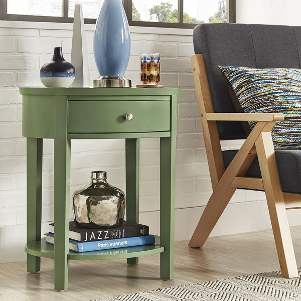 Christoff Rubberwood End Table with Drawer and Lower Shelf for Living Room