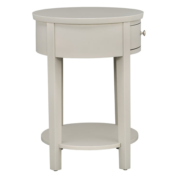 Christoff Rubberwood End Table with Drawer and Lower Shelf for Living Room