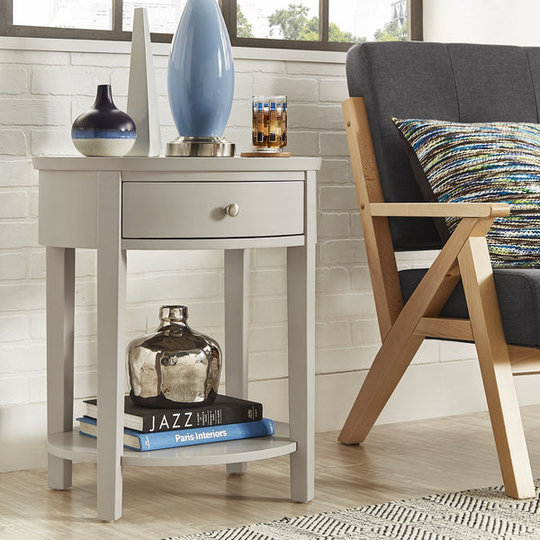 Christoff Rubberwood End Table with Drawer and Lower Shelf for Living Room