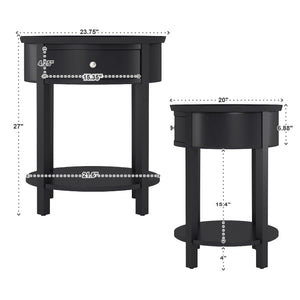 Christoff Rubberwood End Table with Drawer and Lower Shelf for Living Room