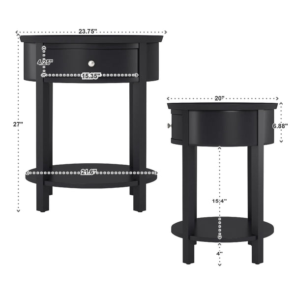 Christoff Rubberwood End Table with Drawer and Lower Shelf for Living Room