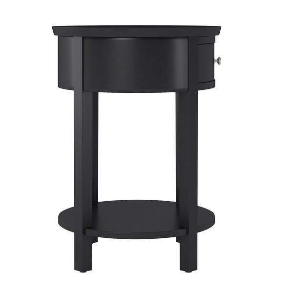 Christoff Rubberwood End Table with Drawer and Lower Shelf for Living Room