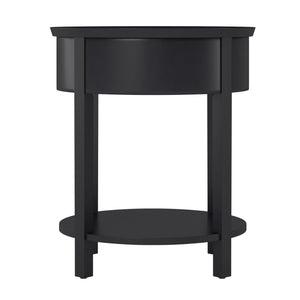 Christoff Rubberwood End Table with Drawer and Lower Shelf for Living Room