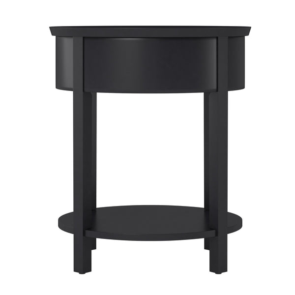 Christoff Rubberwood End Table with Drawer and Lower Shelf for Living Room