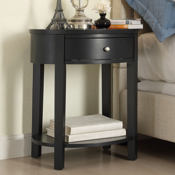 Christoff Rubberwood End Table with Drawer and Lower Shelf for Living Room