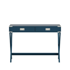 Isabel Writing Desk Solid Wood X-base Legs Dovetail Drawers Modern Home Office