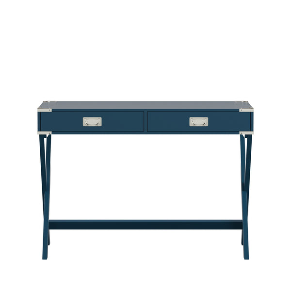 Isabel Writing Desk Solid Wood X-base Legs Dovetail Drawers Modern Home Office