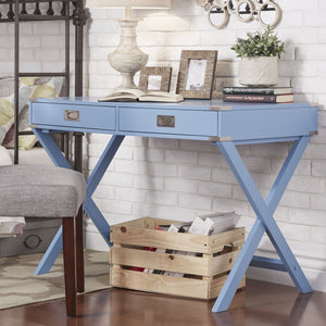 Isabel Writing Desk Solid Wood X-base Legs Dovetail Drawers Modern Home Office