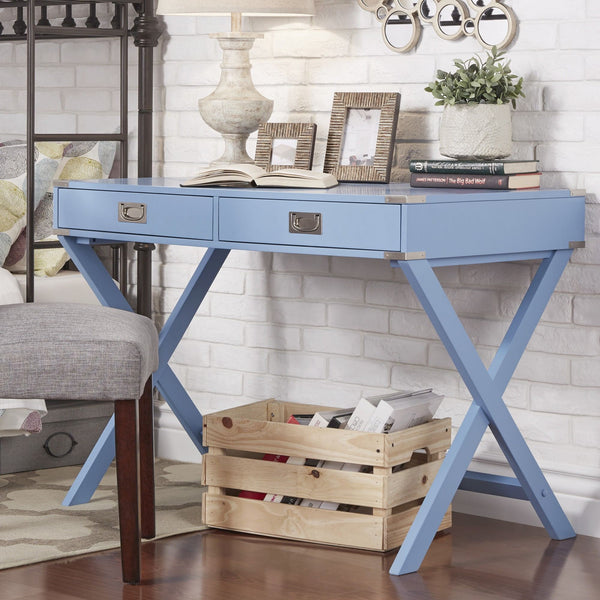 Isabel Writing Desk Solid Wood X-base Legs Dovetail Drawers Modern Home Office