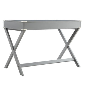 Isabel Writing Desk Solid Wood X-base Legs Dovetail Drawers Modern Home Office