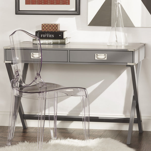 Isabel Writing Desk Solid Wood X-base Legs Dovetail Drawers Modern Home Office