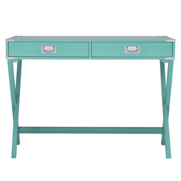 Isabel Writing Desk Solid Wood X-base Legs Dovetail Drawers Modern Home Office