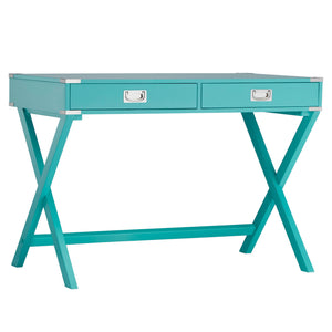 Isabel Writing Desk Solid Wood X-base Legs Dovetail Drawers Modern Home Office