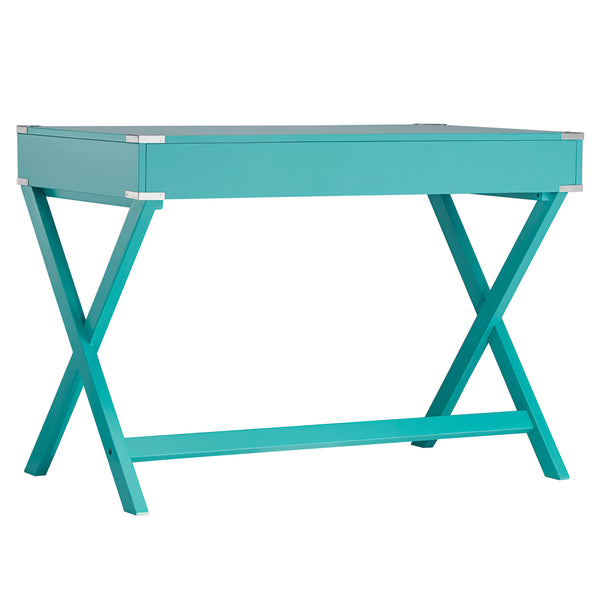 Isabel Writing Desk Solid Wood X-base Legs Dovetail Drawers Modern Home Office