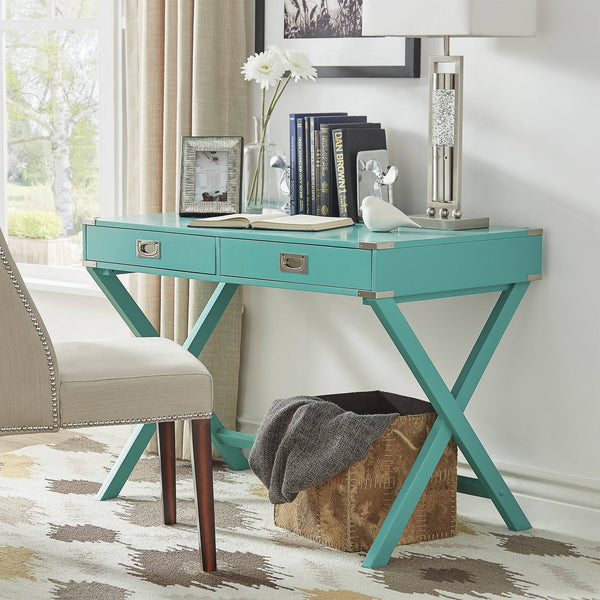 Isabel Writing Desk Solid Wood X-base Legs Dovetail Drawers Modern Home Office