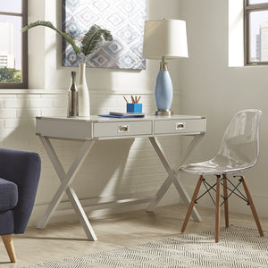 Isabel Writing Desk Solid Wood X-base Legs Dovetail Drawers Modern Home Office