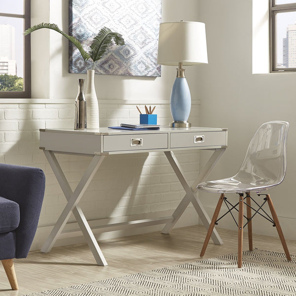 Isabel Writing Desk Solid Wood X-base Legs Dovetail Drawers Modern Home Office