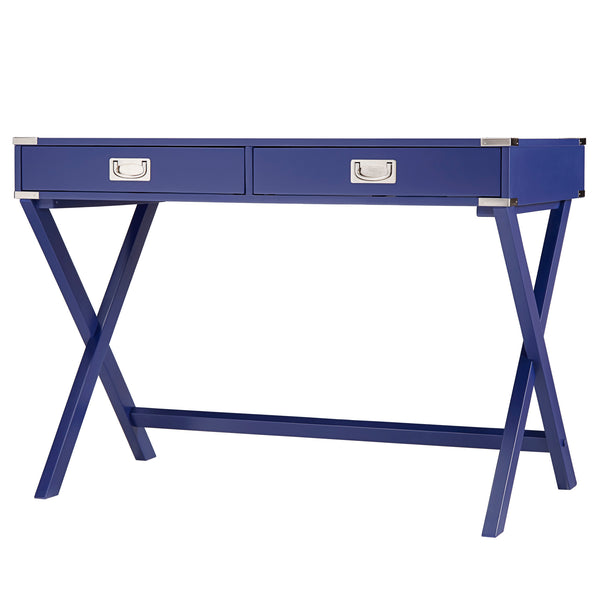 Isabel Writing Desk Solid Wood X-base Legs Dovetail Drawers Modern Home Office