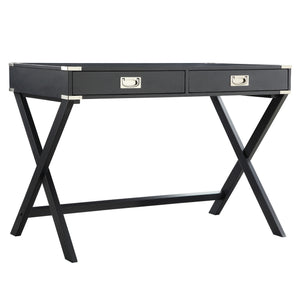 Isabel Writing Desk Solid Wood X-base Legs Dovetail Drawers Modern Home Office