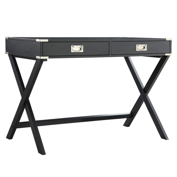 Isabel Writing Desk Solid Wood X-base Legs Dovetail Drawers Modern Home Office