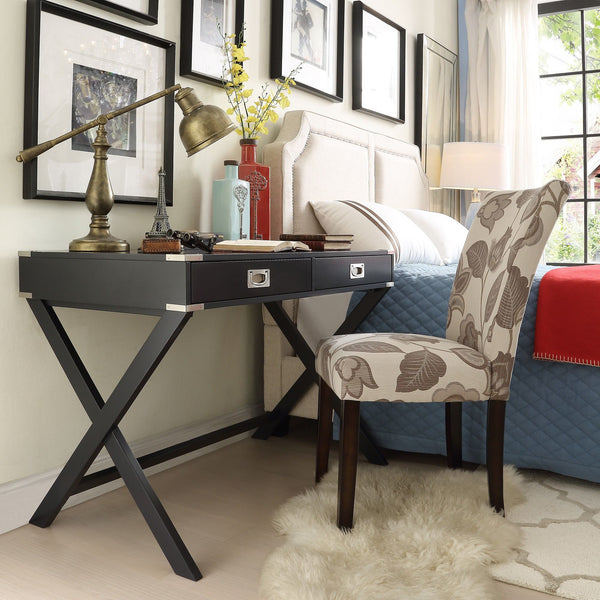 Isabel Writing Desk Solid Wood X-base Legs Dovetail Drawers Modern Home Office