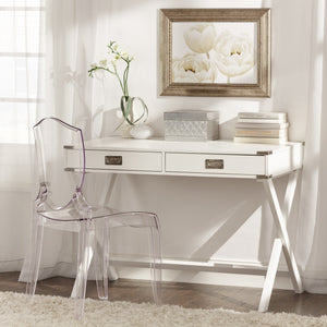 Isabel Writing Desk Solid Wood X-base Legs Dovetail Drawers Modern Home Office