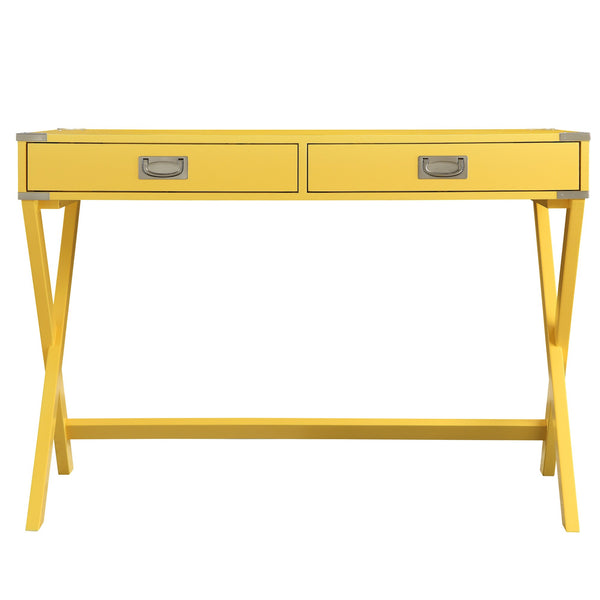 Isabel Writing Desk Solid Wood X-base Legs Dovetail Drawers Modern Home Office